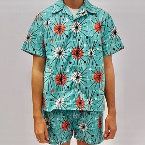 Palm Springs Mid-Century Mod Atomic Tiki Cabana Set Retro Starburst Pattern XXL